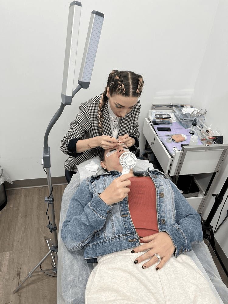 Anahit Poghosyan at work applying lash extensions in her private Montebello studio suite